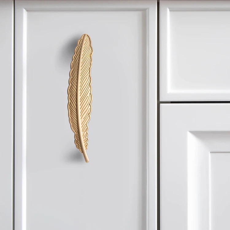 Feather style cake tray cabinet handle pull Brass metal handles for furniture MH-100