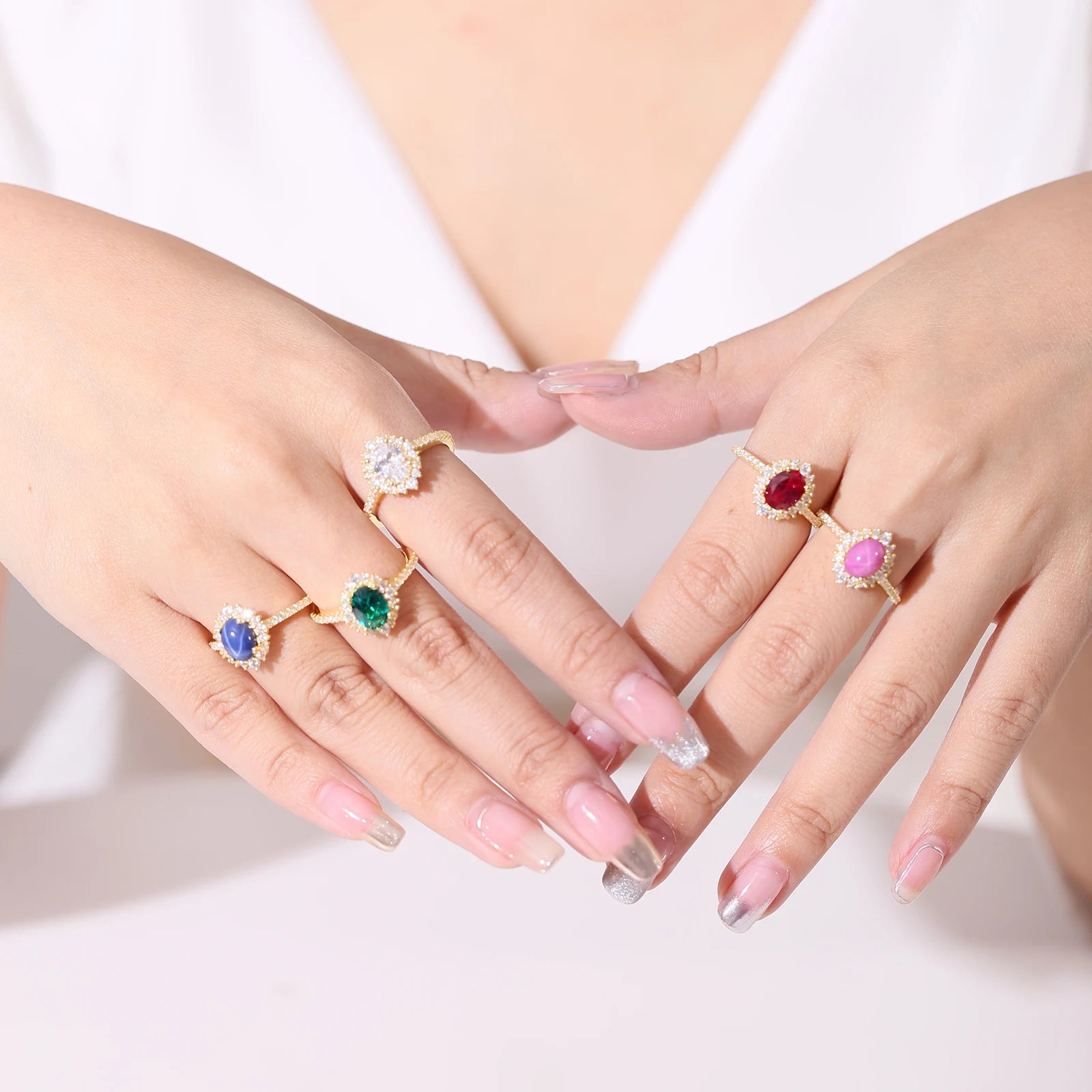 OL0923 Abiding Jewelry New Product 6x8mm Oval Cut Gemstone Gold Plating Jewelry 925 Solid Silver Rings From China