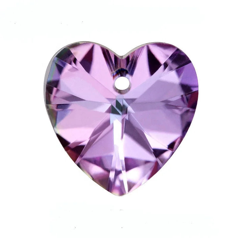 8mm 10mm 12mm Heart Shaped Glass 3D Pendant Rhinestones Loose Single Hole for DIY Jewelry