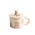 Madou Eco-Friendly Ceramic Mug Lovely Cartoon Bear Design with Fat Handle 3D Lid Modern Style for School Coffee Custom Size