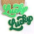 Wholesale 11 Inches St. Patrick's Day Big Chenille Patches Shirt Large Letter Patches Iron on Lucky Chenille Patch for Clothing