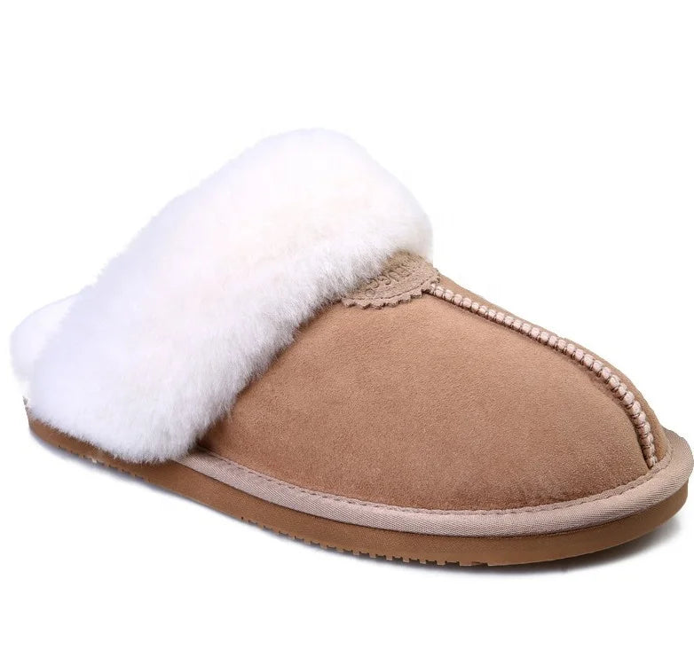 Factory Direct Sale Australian Merino Sheep Skin Fur for Slippers Real Shearling Fur Winter Sandals Luxury Home Slides EVA