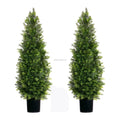 4FT 120CM Artificial Cone Topiary Cedar Trees in Pot Fake Cypress Plants Faux Mini Pine Silk Trees for Indoor Home Modern Decor