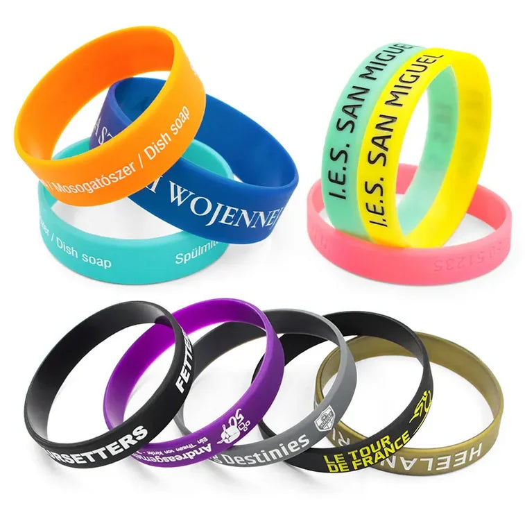 Custom Print logo Silicone Bracelet Wristband Promotion Wholesale Silicone Bracelets Rubber Wristband