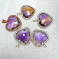 Handmade Customized 14k Gold Plated Wire Wrapped Natural  Crystal Faceted Amethyst  Ametrine Heart Pendant