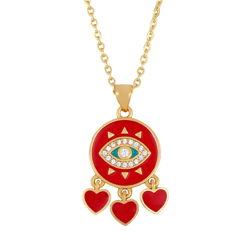 Hot Selling Colorful Oil Dripping Devil Eye Zircon Pendant Love Tassel Wholesale