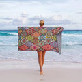 RPET Plastic Bottle Custom Design Sublimation Printing Recycled Microfiber Beach Towel With Pocket
