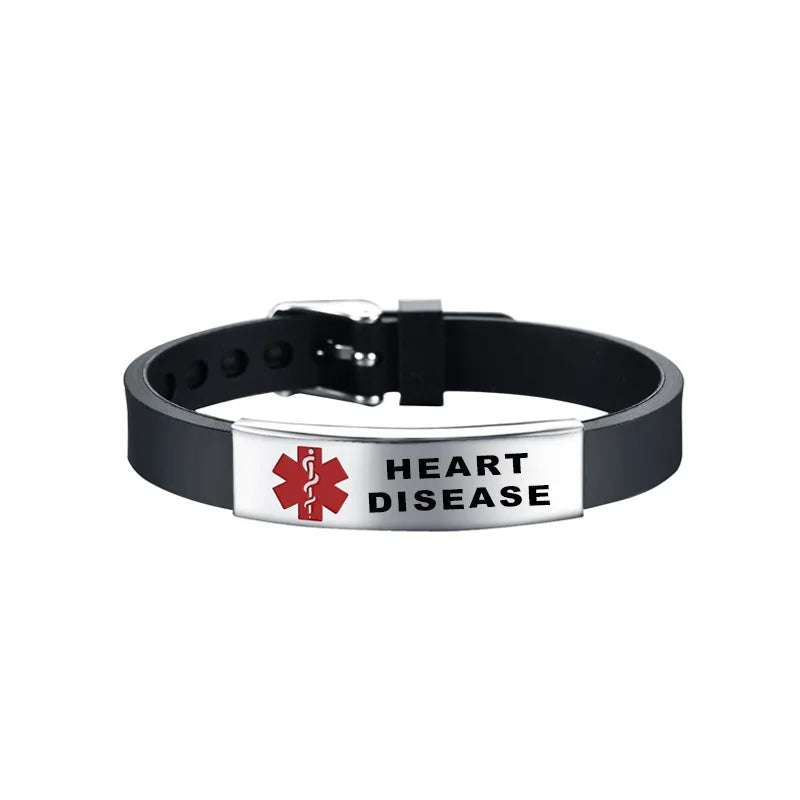2021 Hot Stainless Steel Titanium Alert Bracelet Rubber Wristbands Red Warn Life Star Silicone Wristband Bracelet Bangle