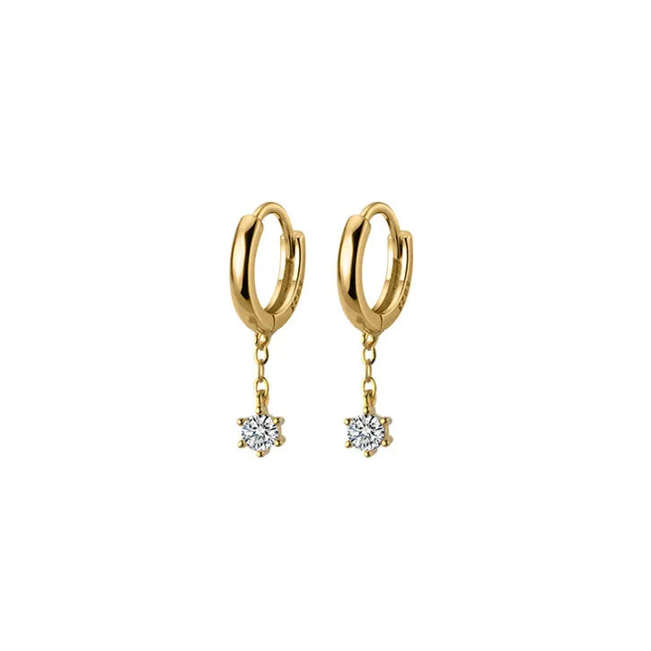 Cheap Small Chain Dangle Hoop Earrings for Women Wholesale 925 Silver Gold Plated CZ Diamonds Fine Accessories Jewelry