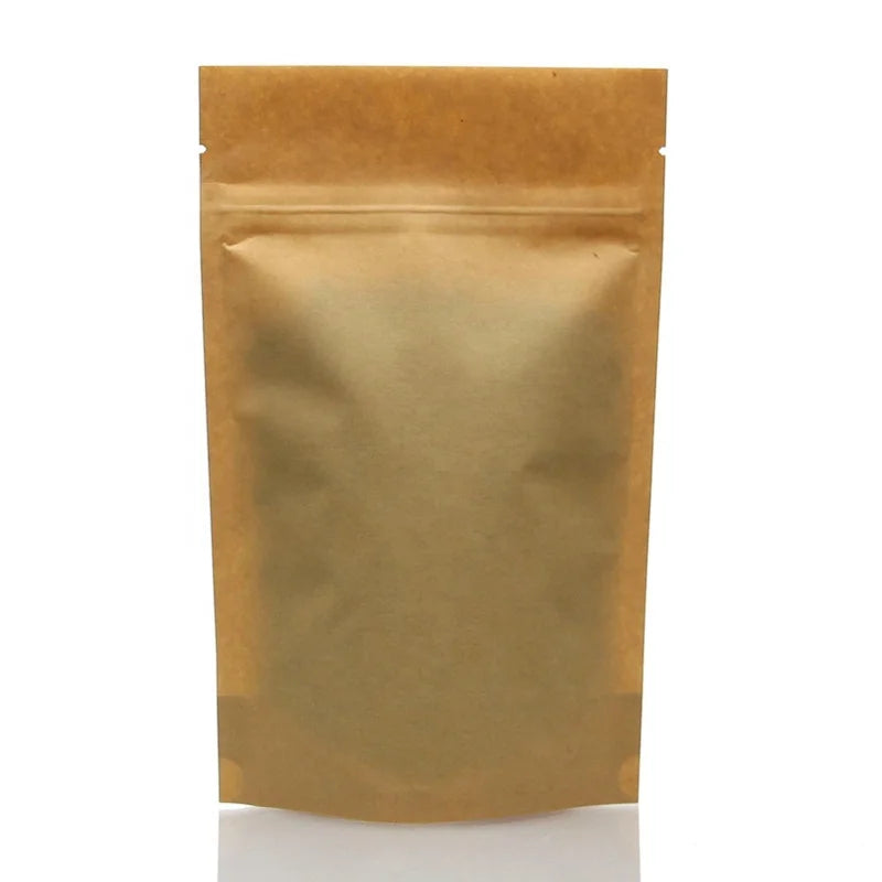 Compostable Stand up Pouch PLA Bags Ziplock Brown Biodegradable Packaging Custom Craft Kraft Paper Bag with Window