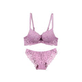 High Quality Slim Padded Lace Underwear Set for Women Sexy Bra and Bikini Panties with Embroidery Decoration Solid Pattern