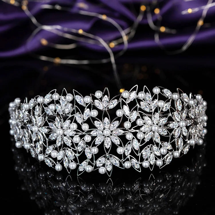 Bridal Headpiece Flower Design Women Wedding Crowns Bridal Hair Accessories Party Tiaras and Crown Cubic Zircon BC5231 Corona