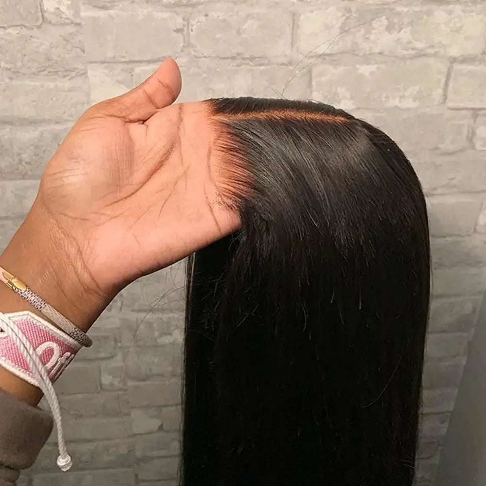 Bleached Knots Virgin Brazilian Hair 13x6 Lace Front Wig Straight HD Lace Frontal Wig Pre-Plucked Human Hair Wig