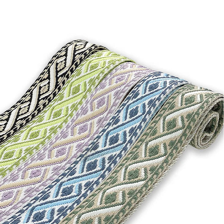 2inch Polyester Jacquard Ethnic Wind Webbing Custom logo Jacquard Woven Ribbon Clothes Accessories Straps