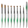 Custom Logo Green Gradient Metal Rod Nail Art Brush Set Liner Gel UV Kolinsky Acrylic Brush Nail Drawing Flower Pen Manicure