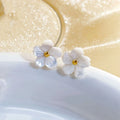 Gold Plated Stainless Steel Simple and Fresh Style Flower Stud Earrings Trendy Fashionable Ins Inspired for Gift or Engagement