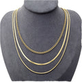 Fashion Jewelry Stainless Steel 18K Gold Plated Multilayer Necklaces Herringbone Snake Chain Triple Layered Necklace YF3250