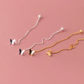 925 Sterling Silver Tassel Screw Ball Earrings for Women Ear Jewelry Pendientes Butterfly Ear Wire Drop Earrings