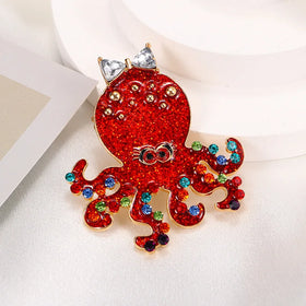 Cross-border Alloy Diamond-encrusted Octopus Niche Animal Pin Fashion Popular Brooch
