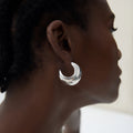 Wholesale Electroforming S999 Silver Crescent Moon Hoop Earrings Chunky Gold Plated OEM Custom Manufacturer For Women