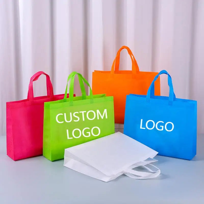 Multicolor Custom Logo Reusable Fabric Shopping Blank Tote Bags Foldable Non-Woven Bags for Home Daily