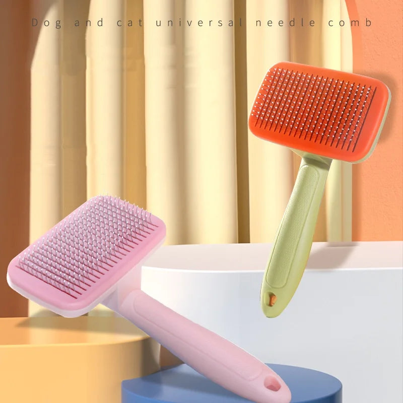 Wholesale Pet Self Cleaning Slicker Brush Comb Pet Dog Cat Hair Removal Brush Comb