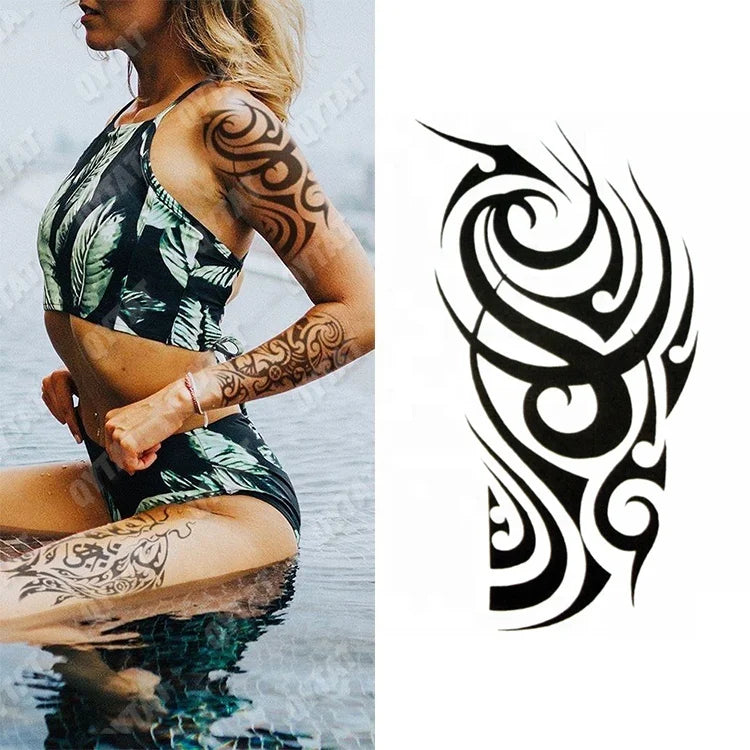 NEW Waterproof Stock Tribal Designs Tattoo Stickers Half Arm Tattoo Temporary