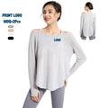 Women Long Sleeve Yoga Top Loose Fit Cut Out Shoulder Lightweight Breathable Activewear Shirt