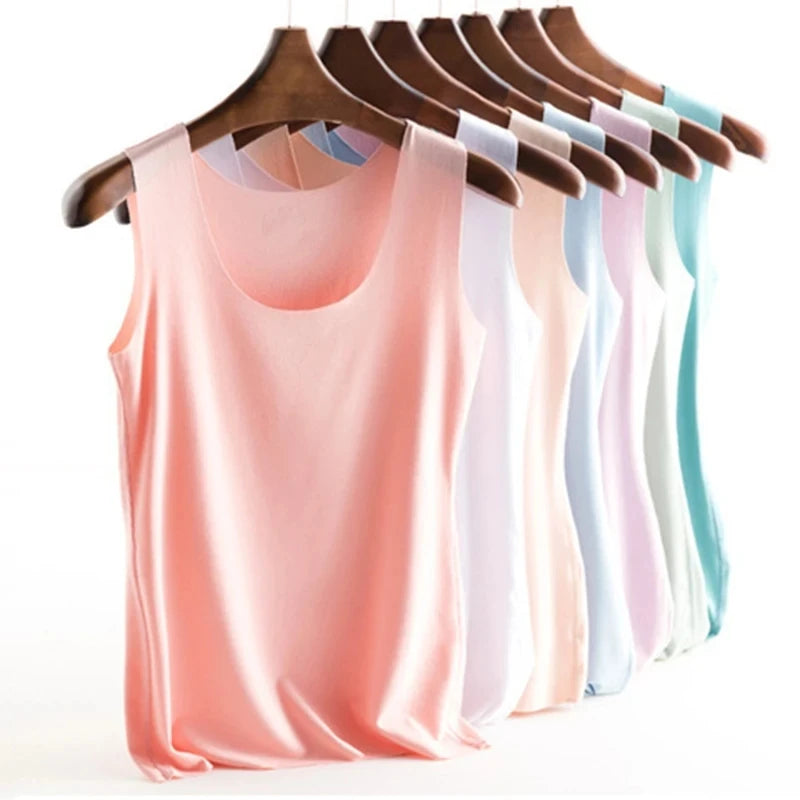 Women's Summer New Fashion Tank Tops Comfortable Seamless Ice Skating Vest Ladies Solid O-Neck Casual Sleeveless T-Shirt