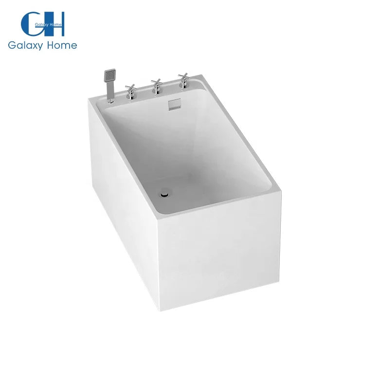 Rectangle Shape Freestanding Acrylic Modern Design Large Space Home Spa Comfort Bathtub Indoor Single Adult Soak Tub Drainer