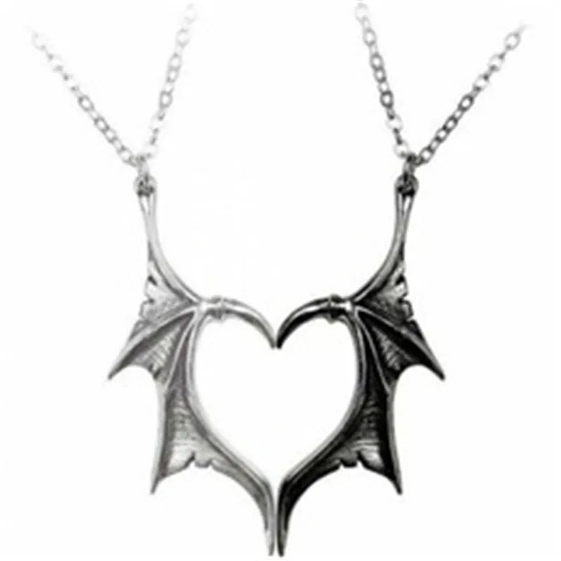 2021 Jewelry Gothic Heart Pendant Necklace Devil Wing Pendant Necklace Devil Wing Gothic Necklace