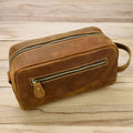 Custom Fashion Casual Men's for Cosmetic Wash Bag with Genuine Leather Travel Waterproof Zipper Pouch