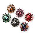 Round Crystal Flower Brooches for Women Elegant Wedding Fashion Pins Vintage Retro Style Brooch Coat Accessories