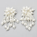 Handmade Beaded Pearl Tassel Applique Flower Patches for Shoes Clothes Diy Jewelry Earrings Accessories