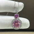 Silver 925 Original Total 6 Carat Round Excellent Cut Diamond Test Past Pink Moissanite Pendant Necklace for Women Fine Jewelry