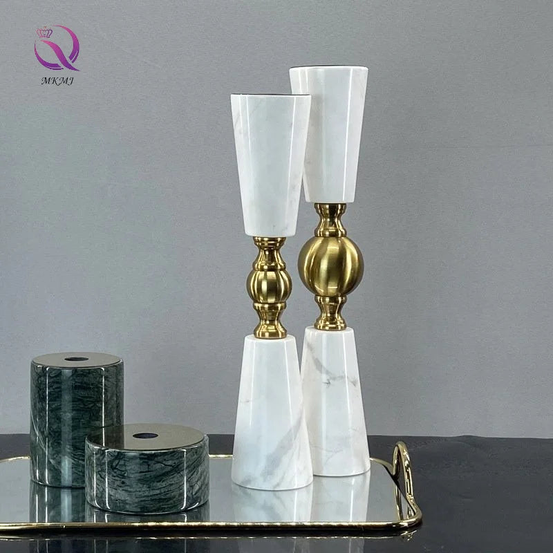 Nordic Marble Candlestick Holder Decoration Living Room Tabletop Dining Room Metal for Home Decor