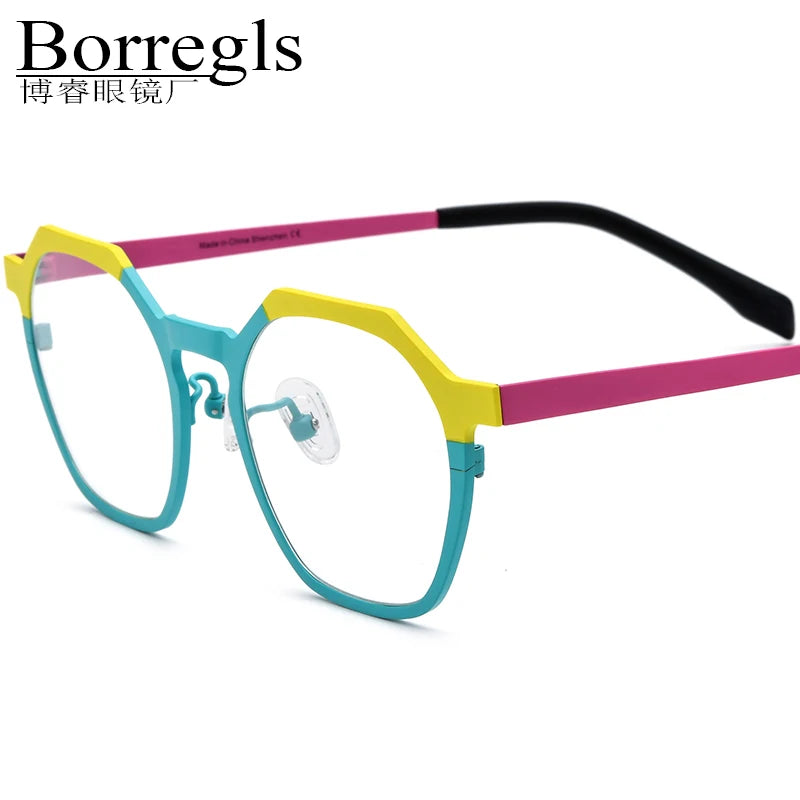 Borregls Colorful Titanium Glasses Frame Men 2025 New Brand Designer Square Eyeglasses Women High Quality Optical Eyewear 185814