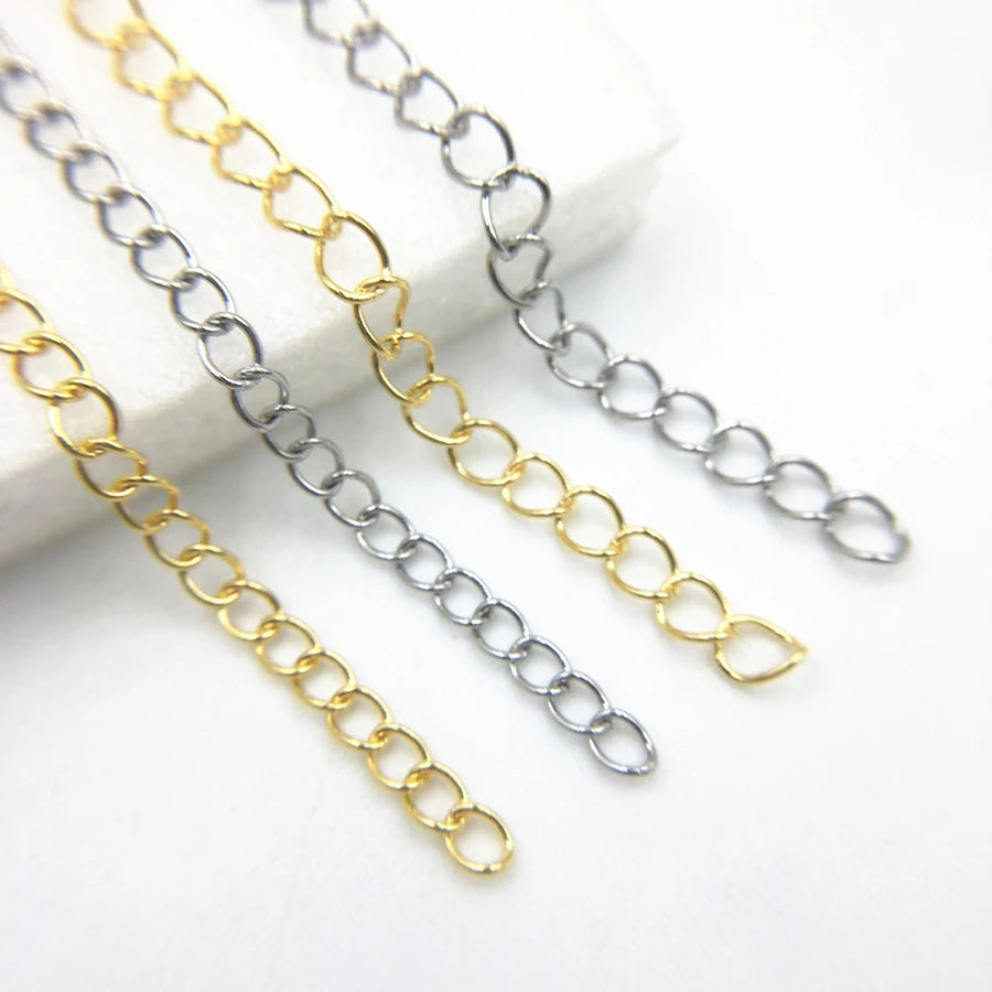 Wholesale Stainless Steel 3mm 5mm Necklace Extender Chain 18K Gold Silver Extension Chain DIY Jewelry Accessories