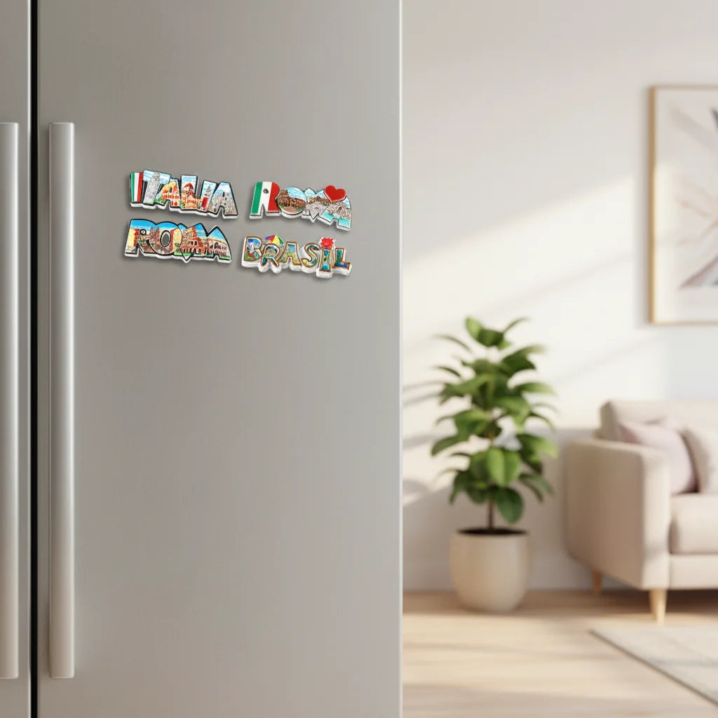 Italian Retro Creative Nostalgic Eco-friendly Customizable Custom Shape Fridge Magnets Magnetic Resin Material Home Decor