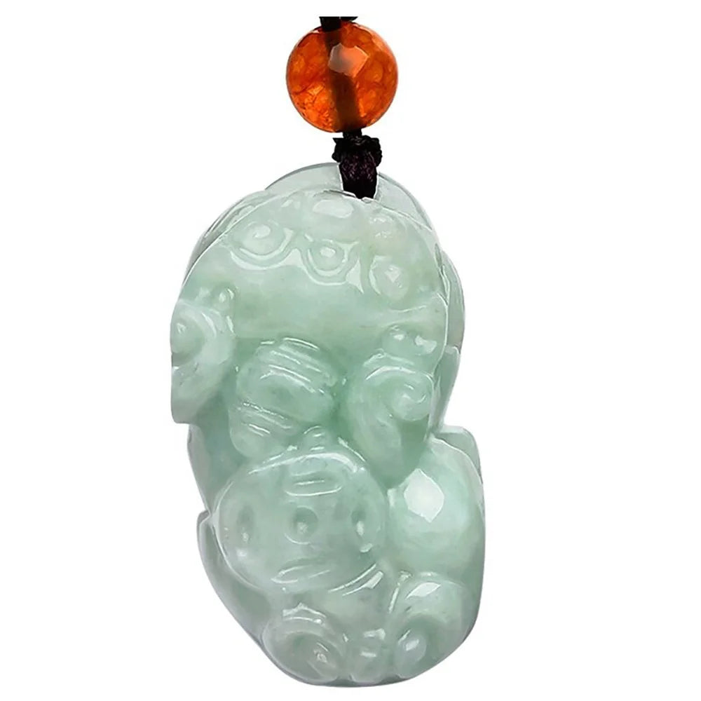 Green Jadeite Wealth and Prosperity Lucky PiXiu Jade Pendant Necklaces Lucky