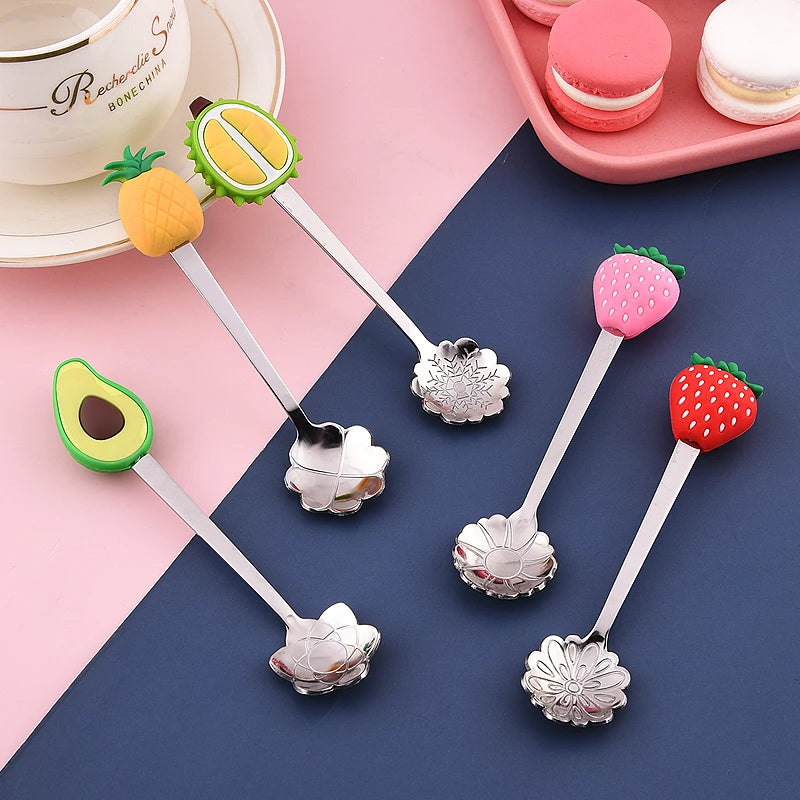 Wholesale Customization Stainless Steel Creative Cartoon Fruit Fork Dessert Spoon Set