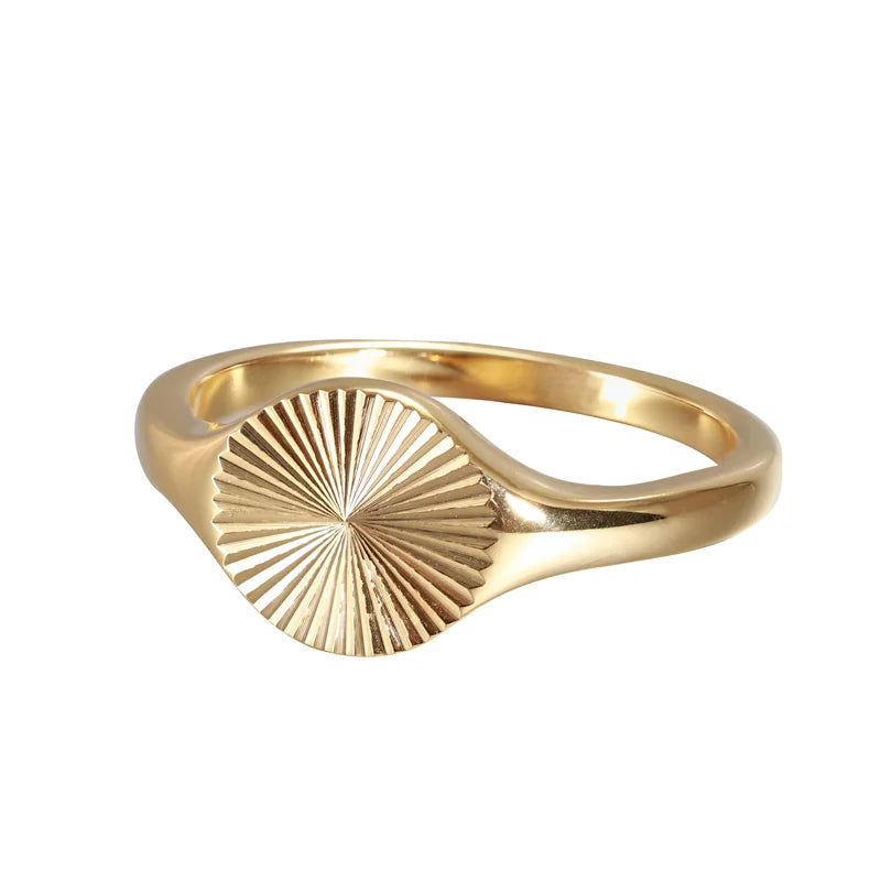 New Design Trendy Gold Plated Stainless Steel Luxury Ring for Women Decoration