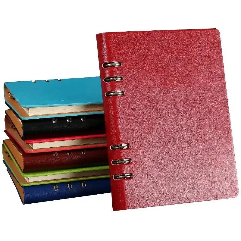 6 Ring Binder Loose Leaf Leather A5 Notebook Luxury Business Budget Journal Notebook PU Leather Cover A5 Binder