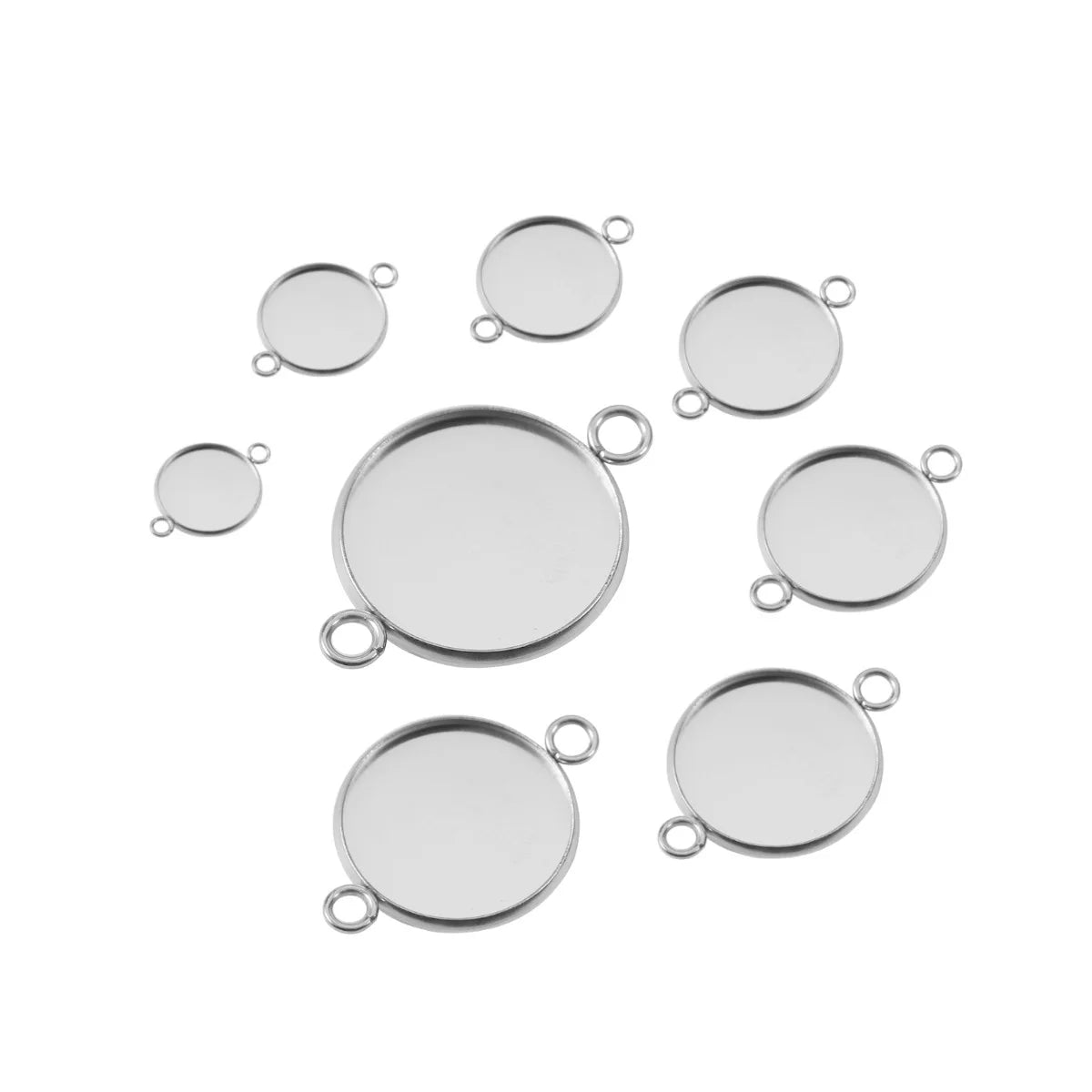 Polymer Clay Jewelry Tray Stainless Steel Blank Cabochon Tray DIY Base for Bracelets Jewelry Components