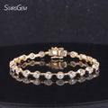 Starsgem 14K Solid Yellow Gold 3.5mm Round Moissanite Tennis Bracelets