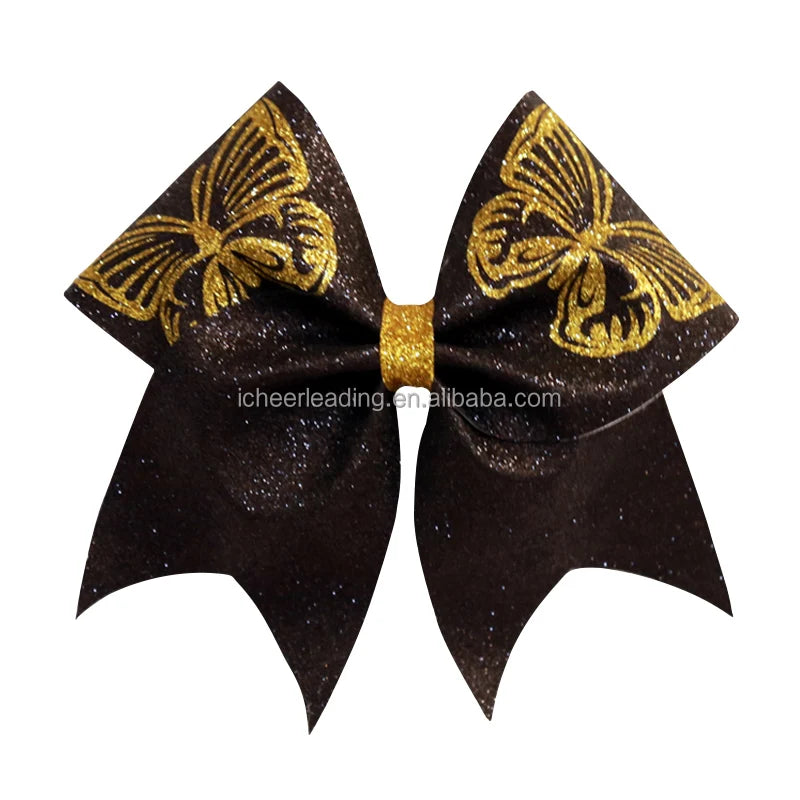 Icheerobics Neon Green Glitter Competition Cheer Hair Bows With Clips Cheerleading Bow