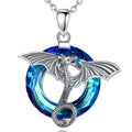 Merryshine Custom Animal Cz 925 Sterling Silver Jewelry Crescent Moon Rhinestone Crystal Pendant Necklace