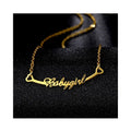 Fashion Women Men Love Heart Name Necklace Personalised Plated Stainless Steel Custom Name Plate Necklace MegaBDM