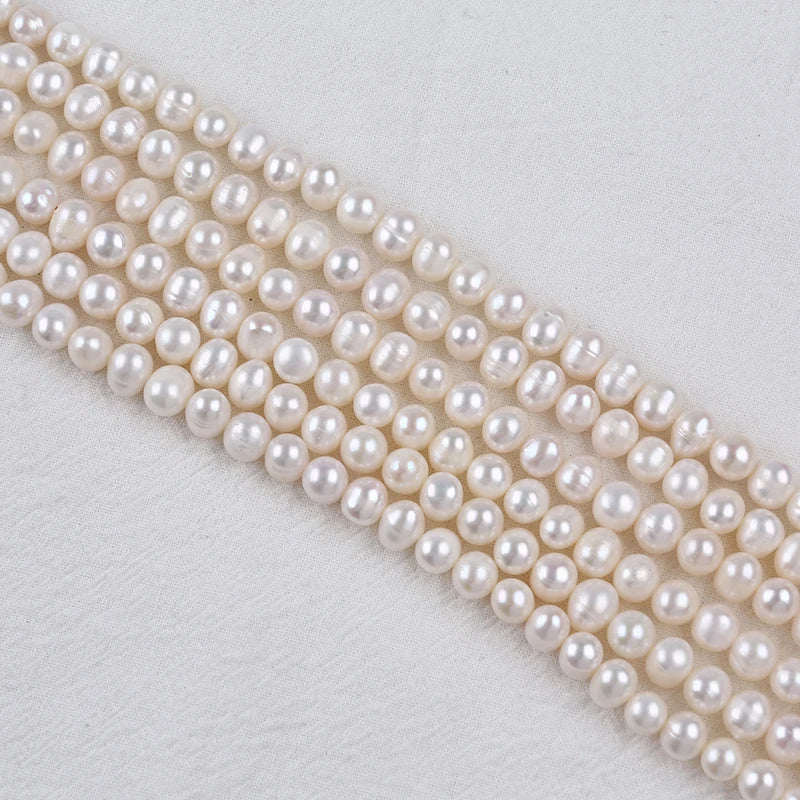 Wholesale Grade Third Party Certified 7-8mm Natural White Potato Freshwater Loose Pearls Box Packed 1 Strand Beads Jewelry