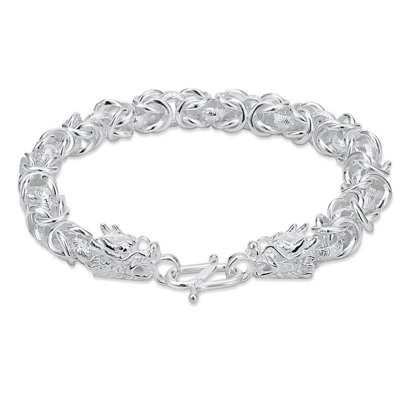 999 Sterling Silver Dragon Bracelet Men's Punk Hip Hop Rock Fashion Classic Bracelet Jewelry Gift
